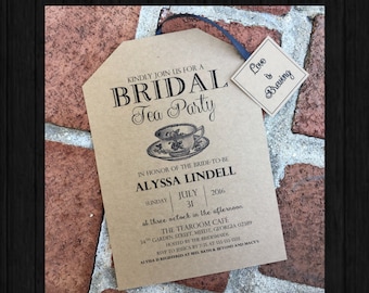 Rustic Tea Party Bridal Shower Invitations With Envelopes