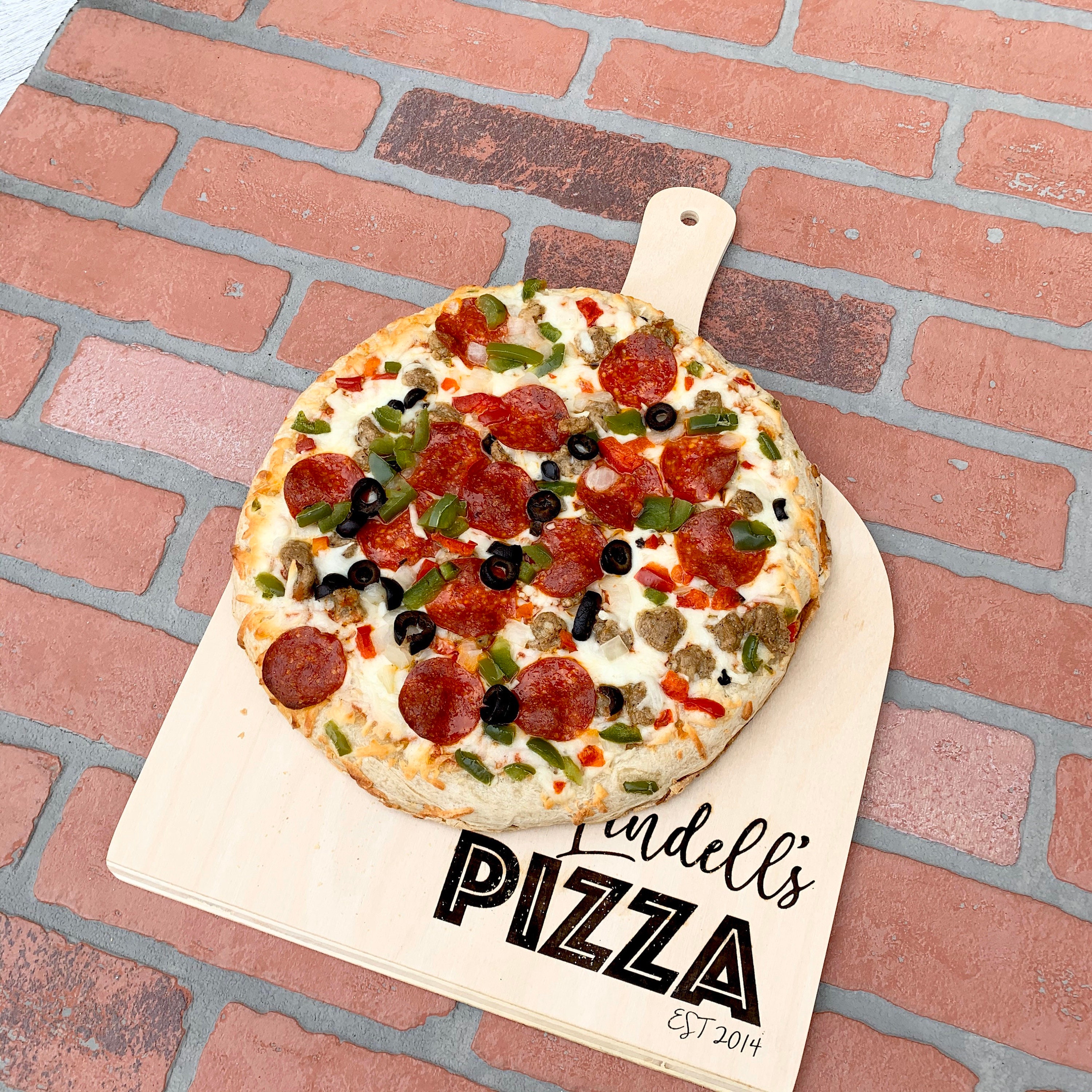 Wood Engraved Custom Pizza Tray Anniversary or Wedding Gift