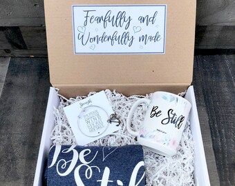 Christian Feel Better Box - Personalized Get Well Soon Box - Faith Box -  Fearfully and Wonderfully Made - Be Still