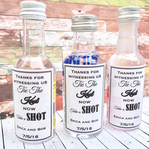 Mini Alcohol Favor Labels We Tied the Knot Take a Shot Wedding Favors ...