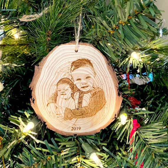 Personalized Laser Engraved Photo Ornament - Wood Keepsake