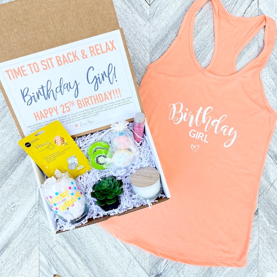 Spa Birthday Gift Box: "Birthday Girl" Tank, Wine Glass & Succulent