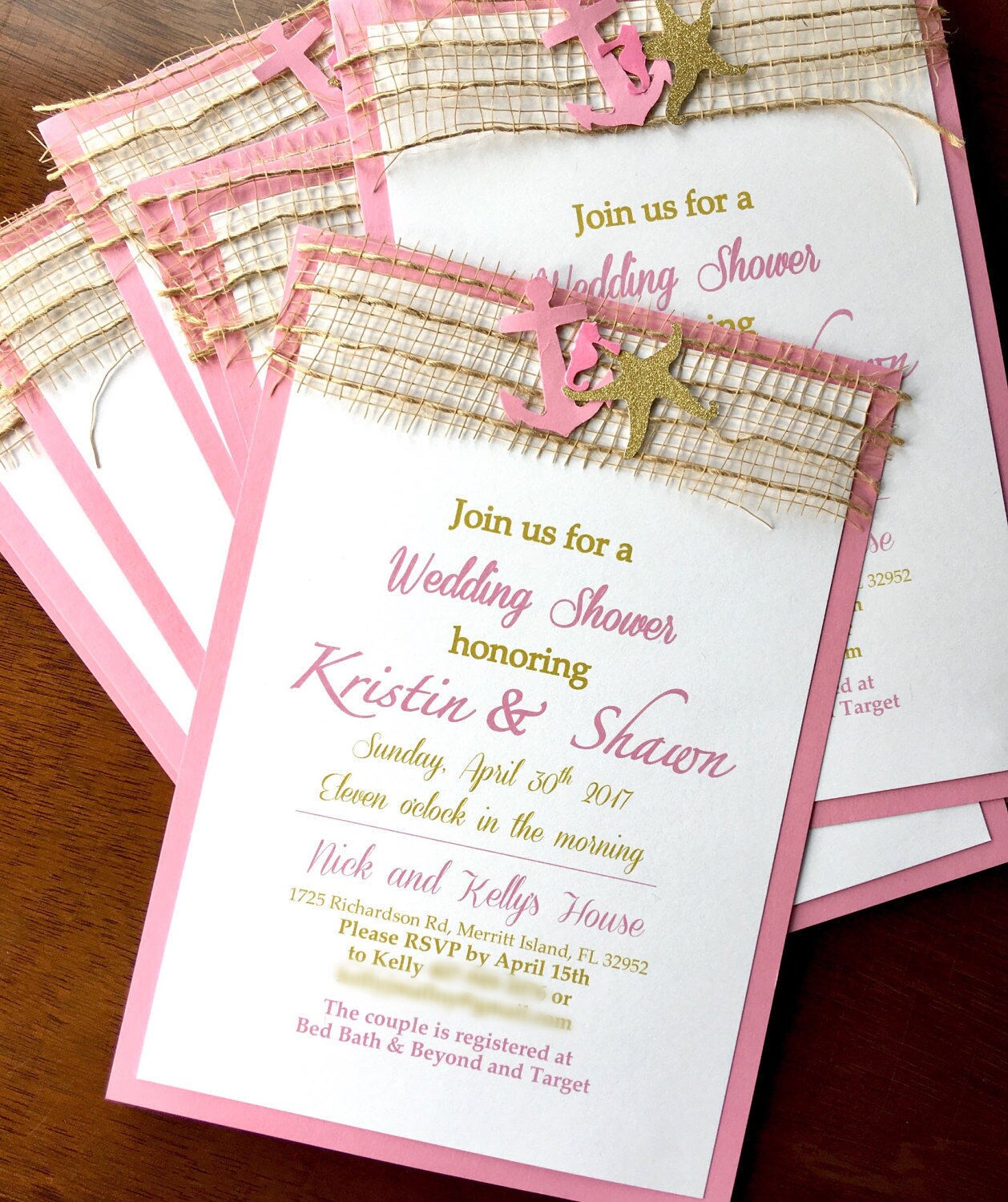 bridal shower invitation beach themed anchor starfish and summer themed invitations