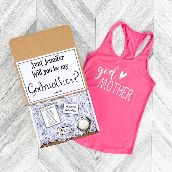 Personalized Godmother Proposal Gift Box: Tank Top, Candle & Message