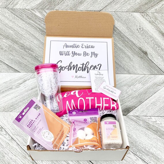 Personalized Godmother Proposal Gift Box: Spa Set & Tumbler