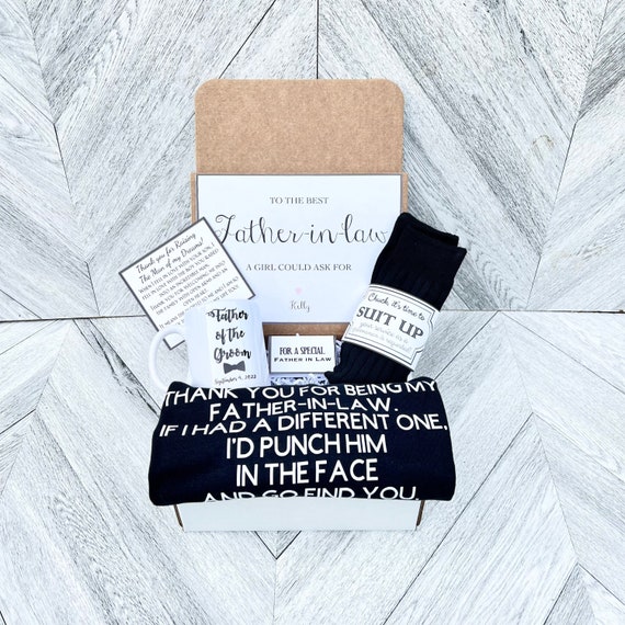 Personalized Father of Groom Gift Box: Mug, Socks T-shirt