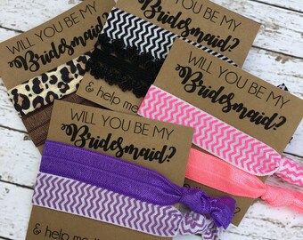 Will you be my Bridesmaid and help me tie the knot hair ties - bridesmaid gift - Bridal Party Gifts and boxes