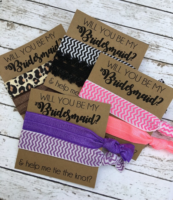 Will you be my Bridesmaid and help me tie the knot hair ties - bridesmaid gift - Bridal Party Gifts and boxes