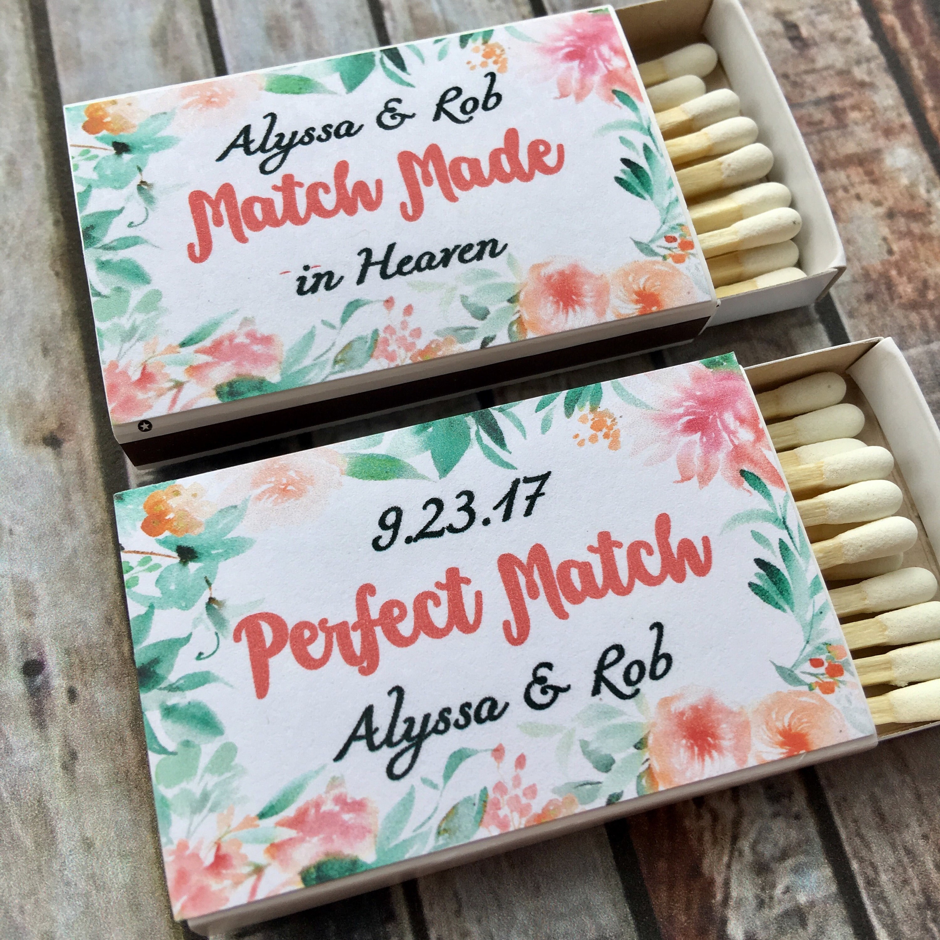 Matchbox Favors Floral Matchbox Favors The Perfect