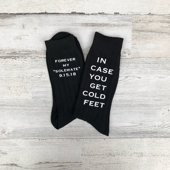 Sole Mates - Babe, In Case You Get Cold Feet Customizable Socks for the Wedding Day - Groom Gift from Bride - Funny Groom Gift