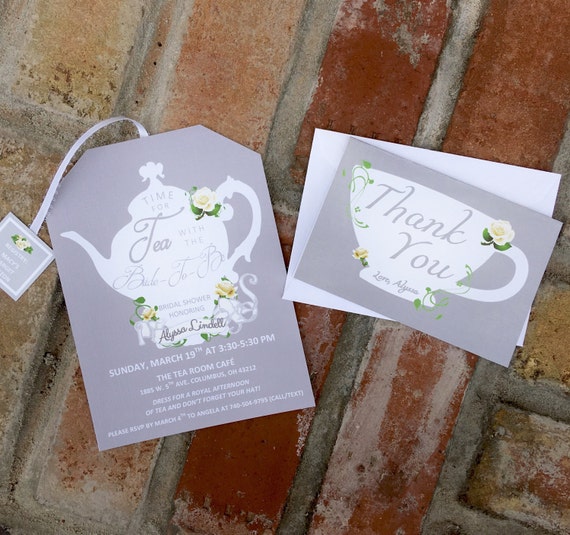 Tea Party Thank You Cards Matching Tea Pot Style Invitations
