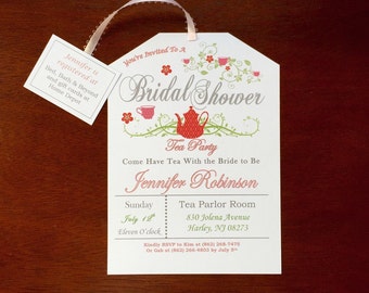 Tea Party Bridal Shower Invitation With Envelopes