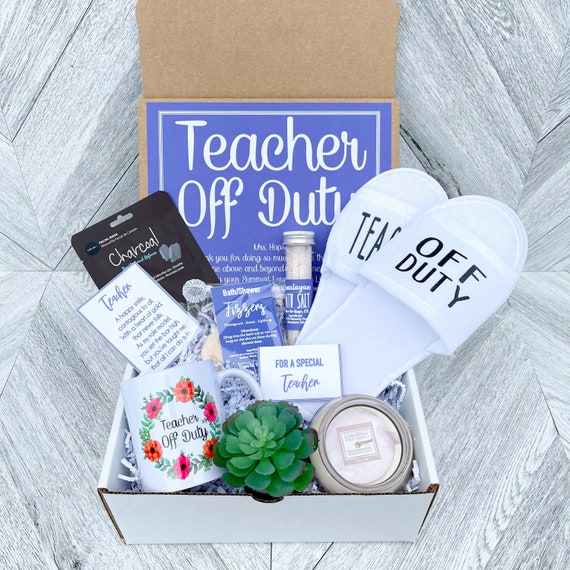 Teacher Appreciation Gift Set: 'Off Duty' Mug, Spa Slippers & Candle