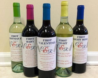 8 Bridal Shower Wine labels - First
