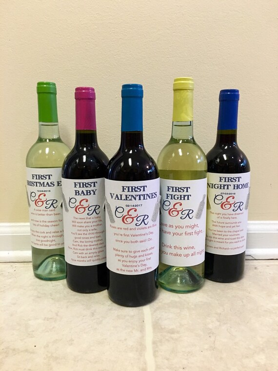 8 Bridal Shower Wine labels - First