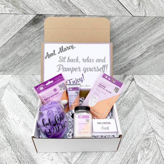 Aunt Gift Spa Box: French Lavender & Citrus, Wine Glass