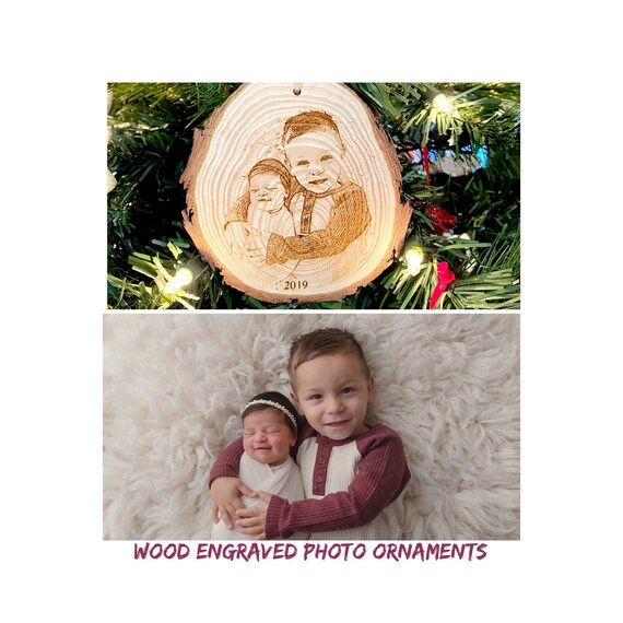 Photo Ornament - Personalized Wood Engraved - Laser Engraved Photo Ornament - Christmas Photo