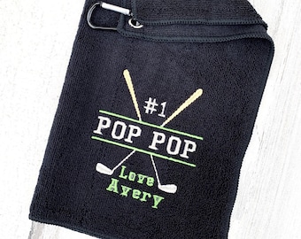 Golf Towel - Personalized Embroidered Golf Towel - PopPop Golf Towel - Gift for Grandpop