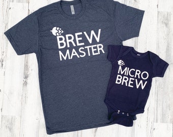 Father and Son Shirts - First Fathers Day - Brew Master and Micro Brew - Beer Lover Shirt Set