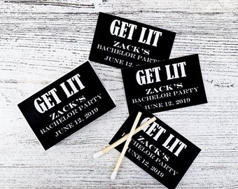 Matches Bachelor Favor Labels - Bachelor Party Favors - Black and White Matchbox Favors - Matchbox Favors - Customizable