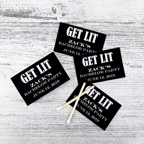 Matches Bachelor Favor Labels Bachelor Party Favors Black and