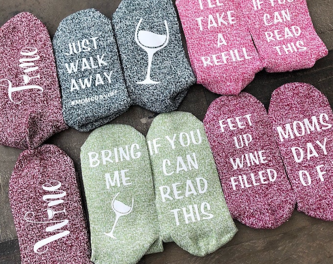 Featured listing image: Mother's Day Socks - Wine Lover Socks - Funny gift for mom - Mom wine socks - Cute Mothers Day Gift Idea