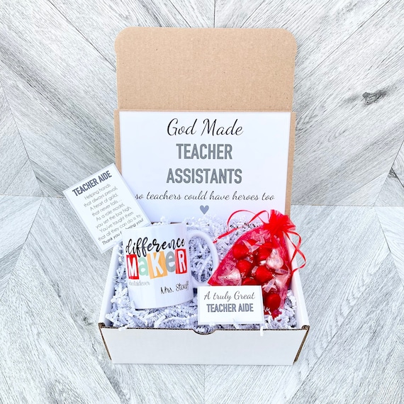 Personalized Teacher Aide Gift Box: Mug, Candy & Card Set