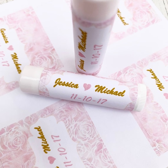 Personalized Lip Balm Labels: Wedding, Bridal, Baby Shower Favors
