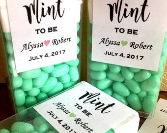 Tic Tac Favor Labels Only - Mint to Be with Names, Hastag and Wedding Date