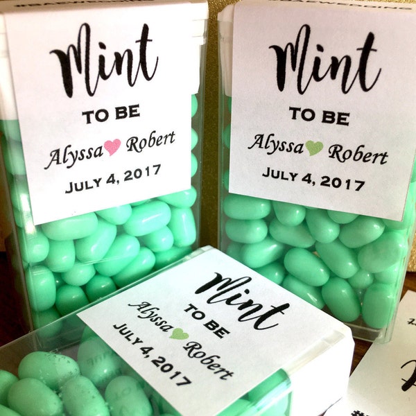 Tic Tac Favor Labels Only - Mint to Be with Names, Hastag and Wedding Date