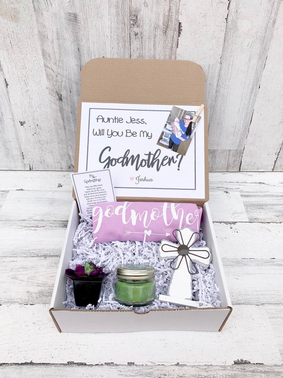Personalized Godmother Proposal Gift Box: Tank Top, Succulent