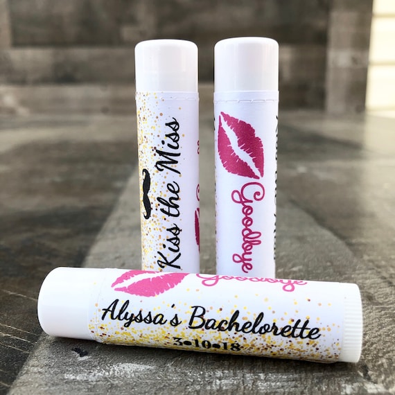 Custom Bachelorette Lip Balm Labels: Kiss the Miss Goodbye Favors