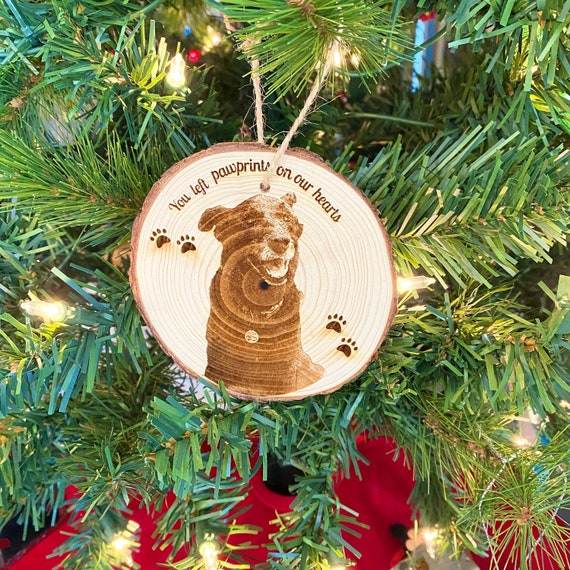 Personalized Memorial Dog Ornament: Engraved Wood Pet Keepsake