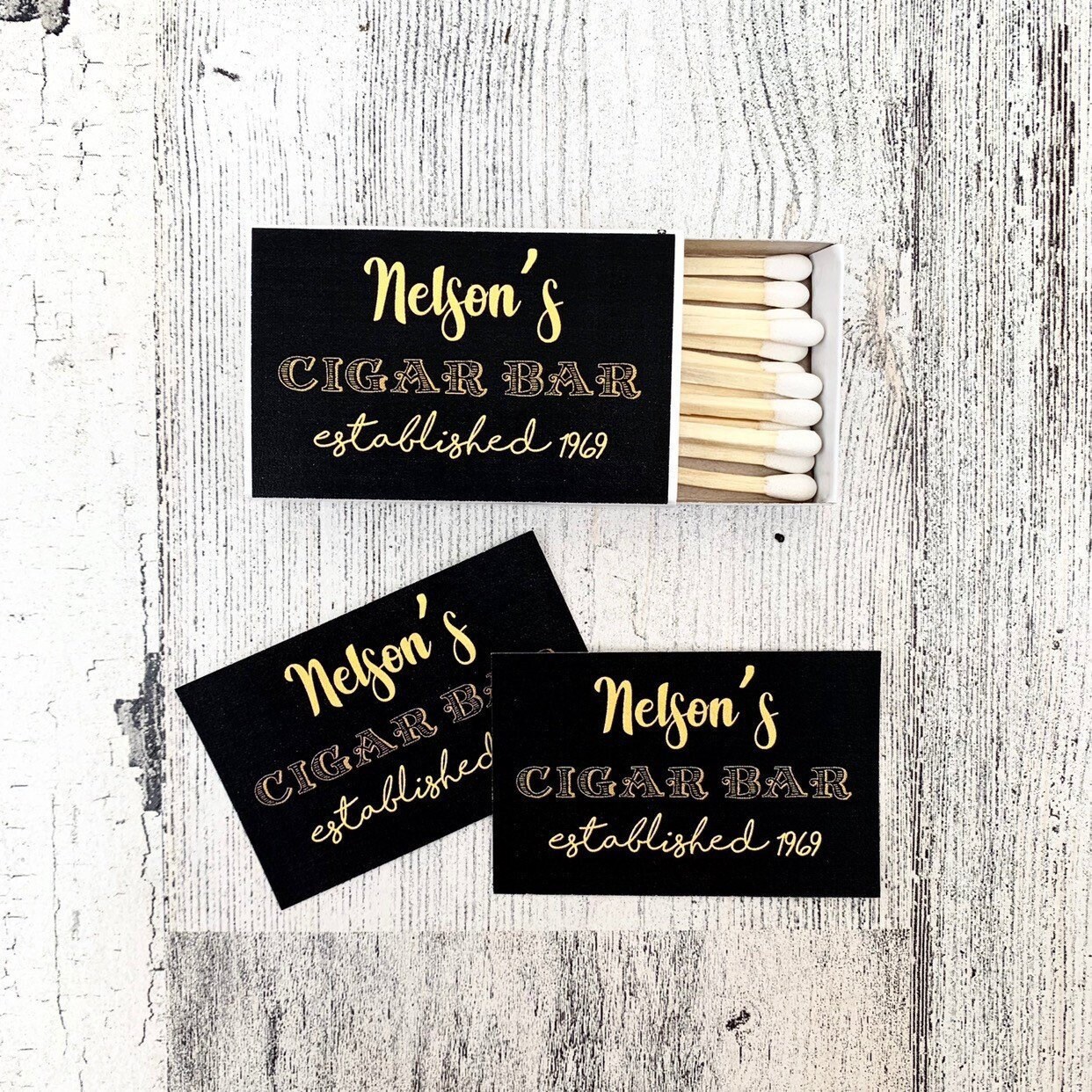 Matches Favors Black and Gold Matchbox Favors Birthday Matchbox Favors Customizable