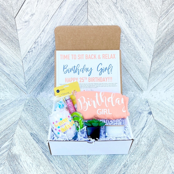 Spa Birthday Gift Box: 'Birthday Girl' Tank, Wine Glass, Succulent & Candle