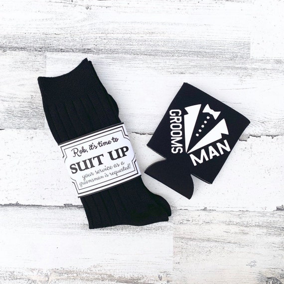 Groomsman Proposal Socks & Drink Coolie Set