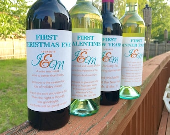 6 Bridal Shower Wine labels - First