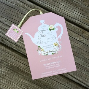Tea Party Shower Invitations Tea Pot Style with envelopes