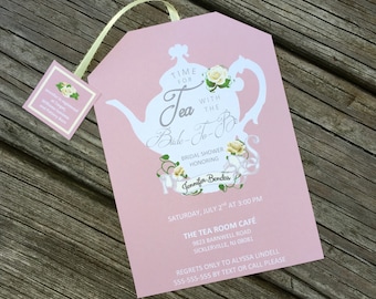 Tea Party Shower Invitations Tea Pot Style with envelopes