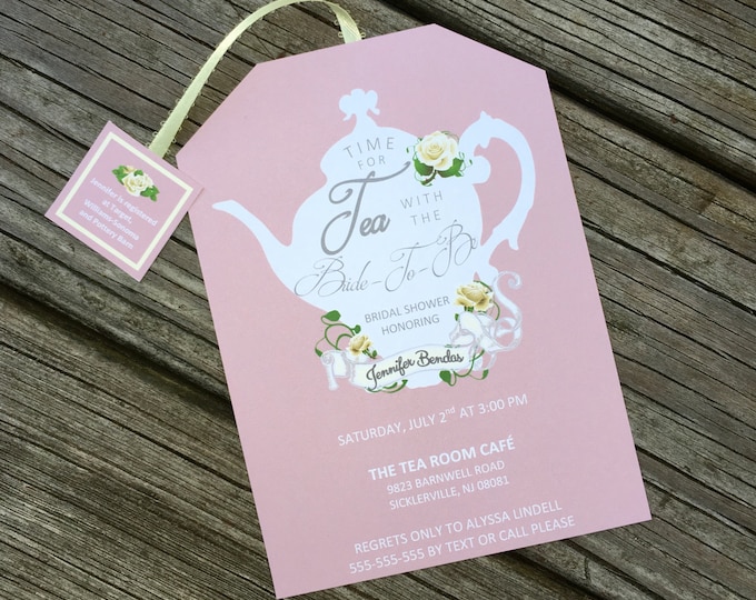 Featured listing image: Tea Party Shower Invitations Tea Pot Style with envelopes