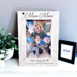 MomMom Engraved Frame - Laser Engraved  Personalized Wooden Frame - Child Name Engraved