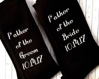 2 Pair - Father of Bride and Groom Socks - Personalized Date on each sock - Father Gifts
