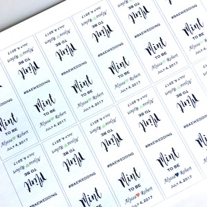 Tic Tac Labels Only - Mint to Be with Names, Hastag and Wedding Date