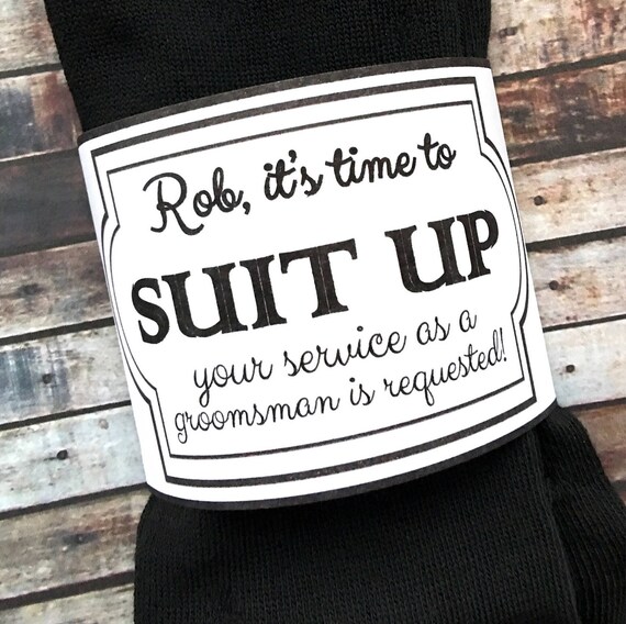 Groomsman Proposal Socks: "Suit Up" Bestman Gift