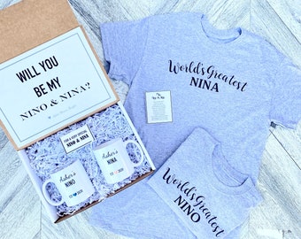 Nino and Nina Gift Box - Personalized Shirts and Mugs - Will you be My Nino and Nina Box