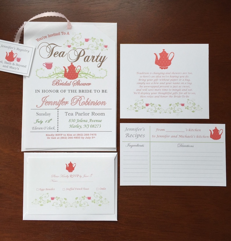 Tea Party Bridal Shower Invitations Etsy
