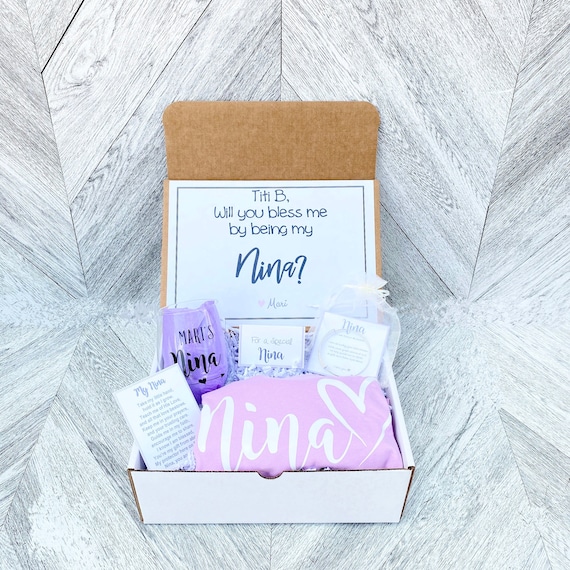 Personalized Nina Proposal Gift Box: Wine Glass, Tank Top & Bracelet
