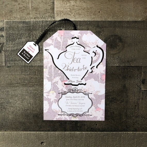 Tea Party Bridal Shower Invitations: Tea Bag Design, Customizable