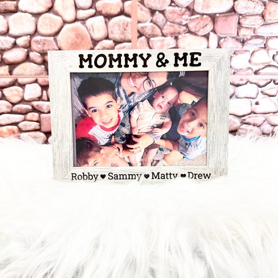 Mother’s Day Engraved Frame - Laser Engraved  Personalized Mommy and Me Wooden Frame - Mommy, Mama, MomMom, MiMi Frame