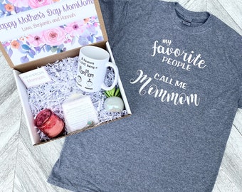 Mommom Gift Box - Mommom Gift Set - Mommom Shirt, Mug and Bracelet Set in Gift Box with Note - Customizable